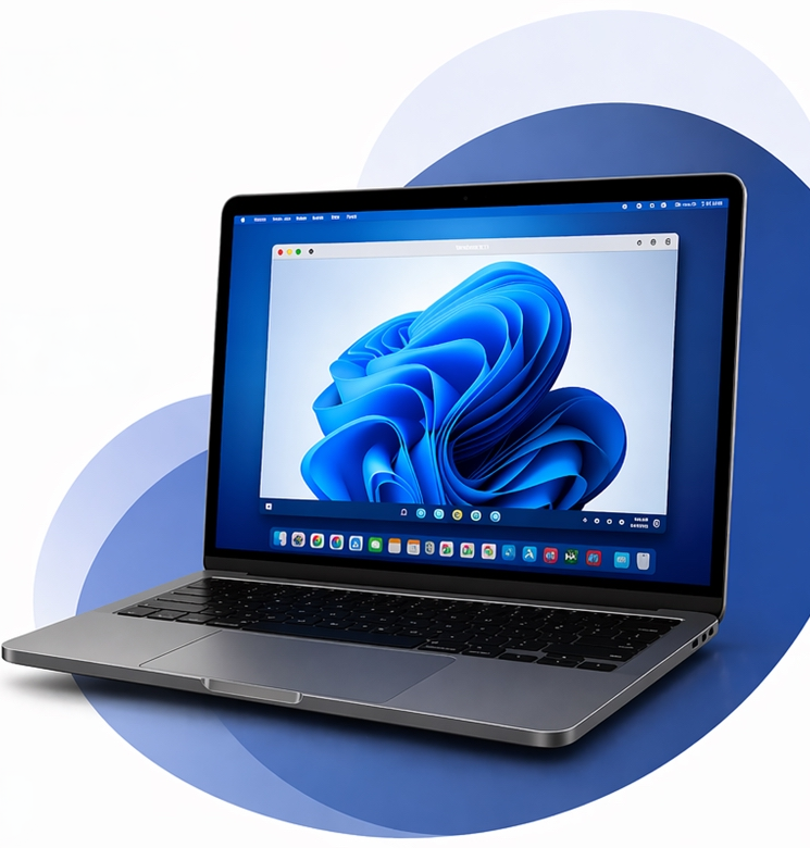 Windows 11 running in Parallels Desktop on a MacBook